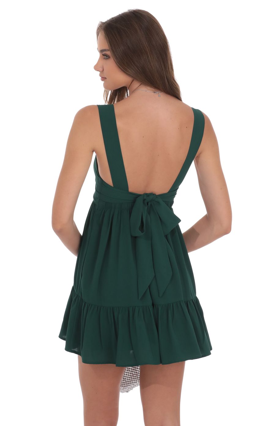 Product image for Square Neckline Babydoll Dress in Forest Green
