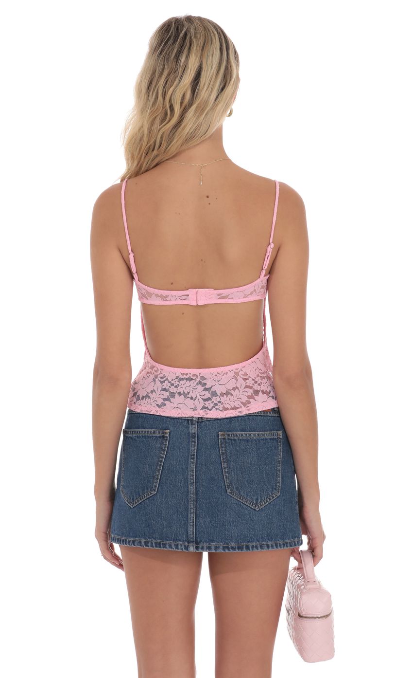 Product image for Sheer Lace Top in Pink