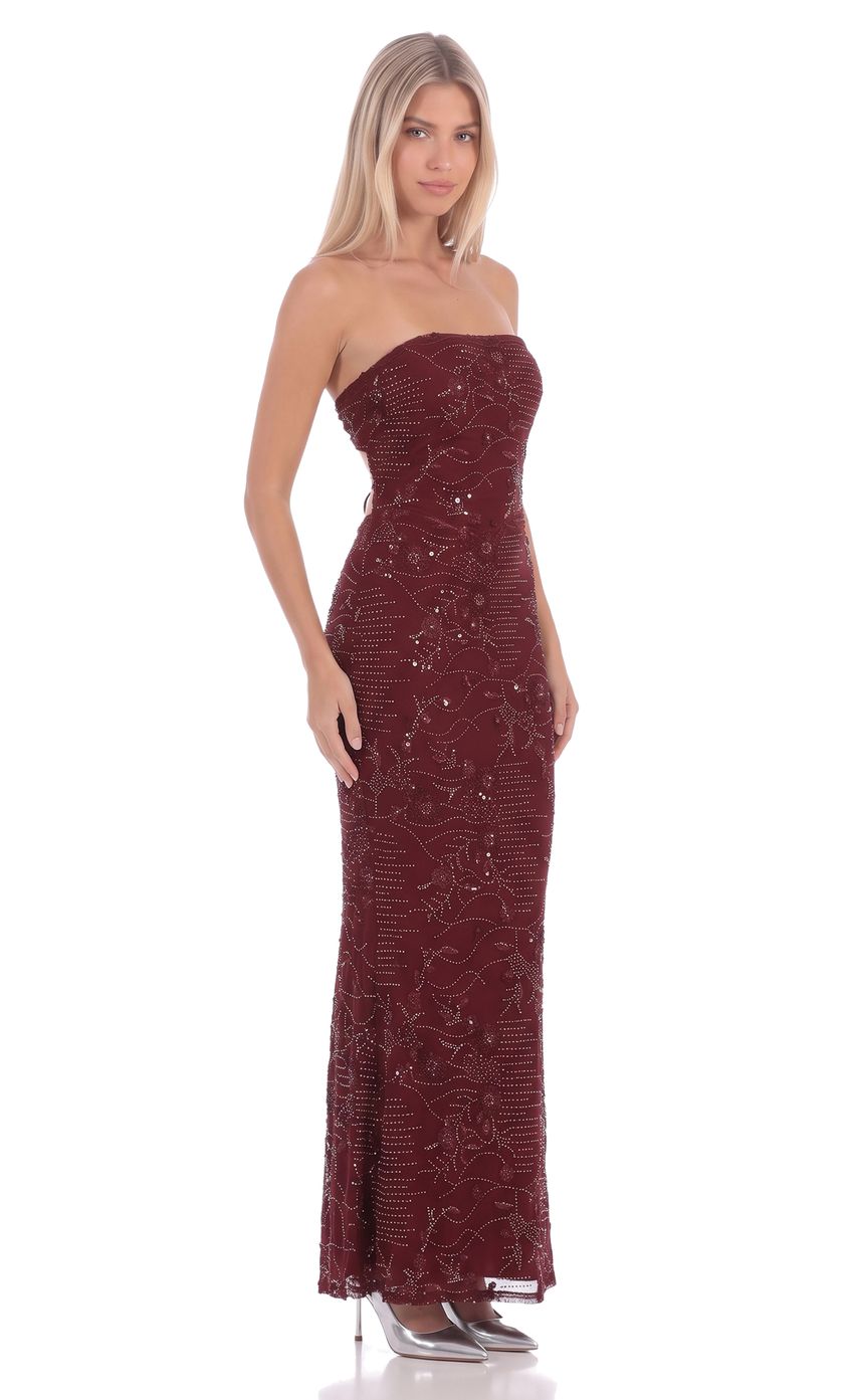 Product image for Embellished Maxi Dress in Burgundy