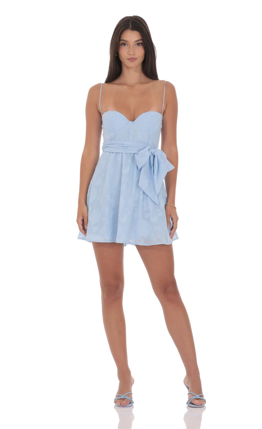 Product image for Floral Corset A-line Dress in Light Blue