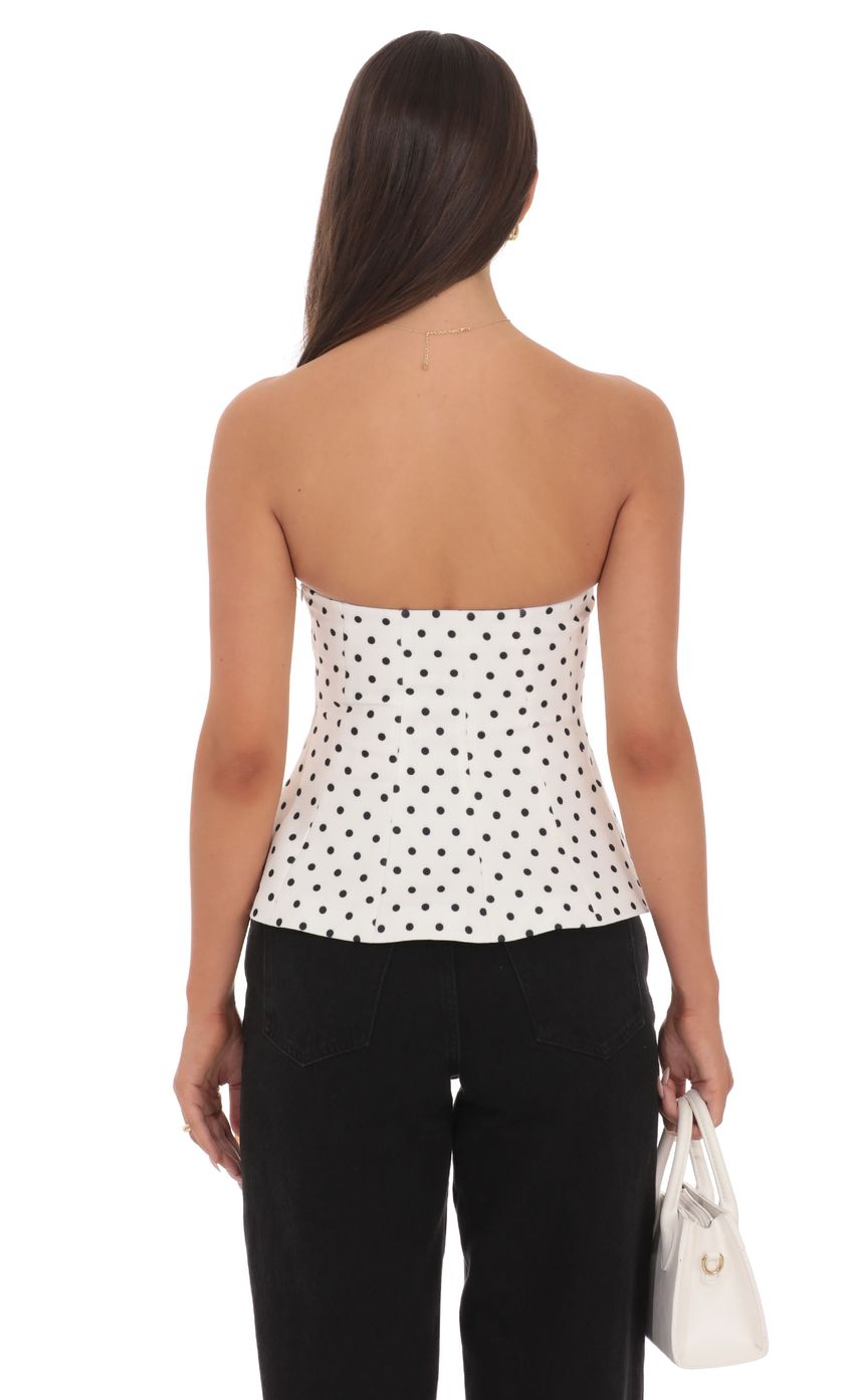 Product image for Strapless Peplum Top in Polka Dot