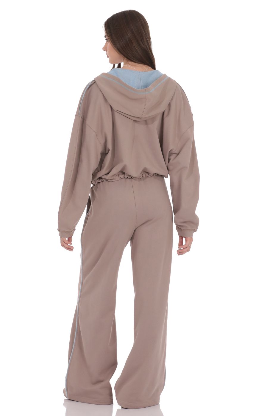 Product image for Two-Toned Cinchable Sweatpants Pants in Taupe