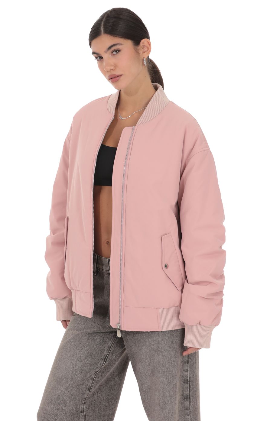 Product image for Oversized Bomber Jacket in Pink