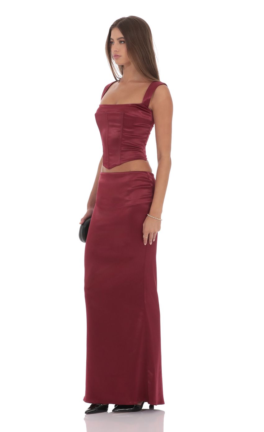 Product image for Satin Maxi Skirt in Maroon
