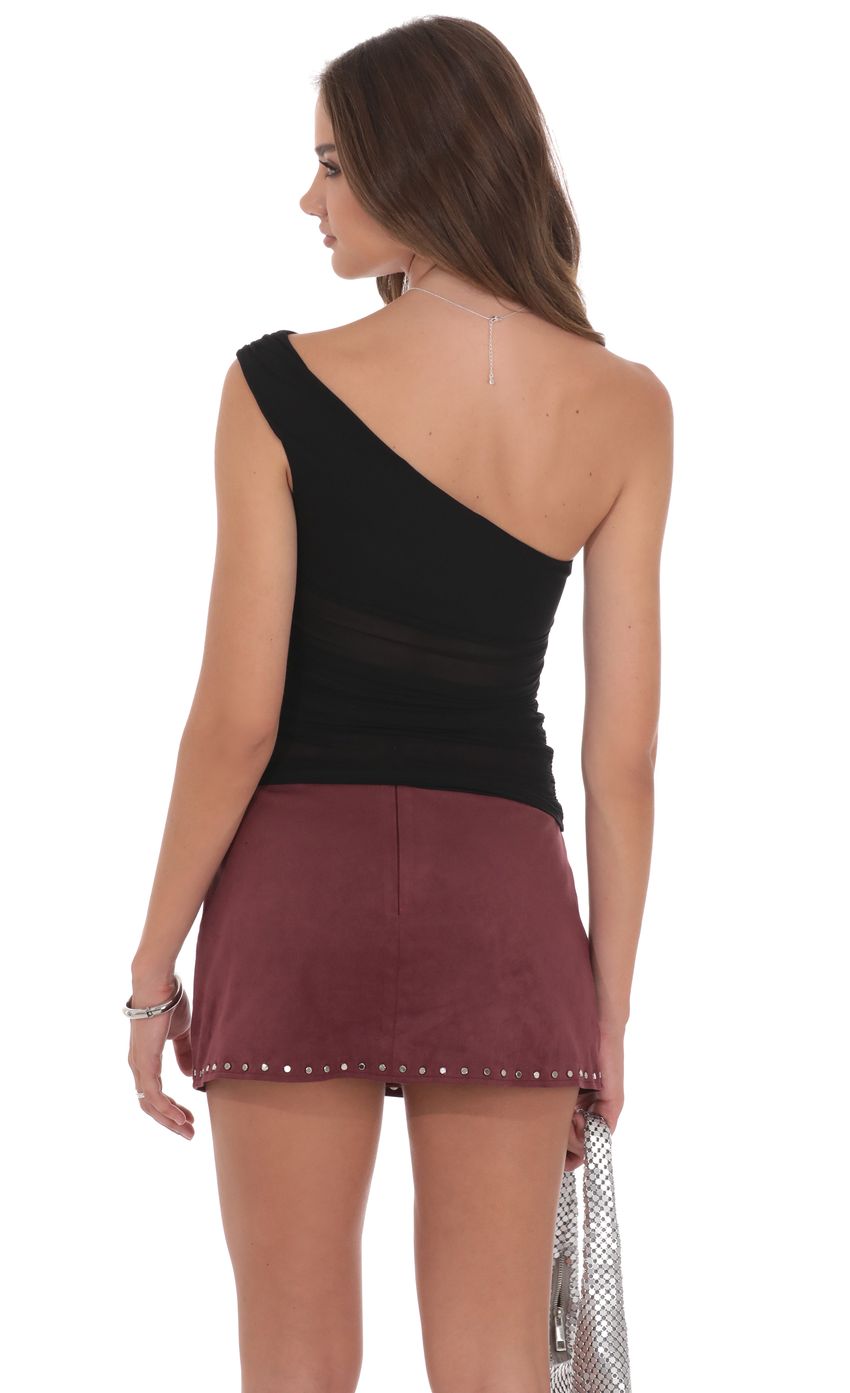 Product image for Sheer One Shoulder Top in Black