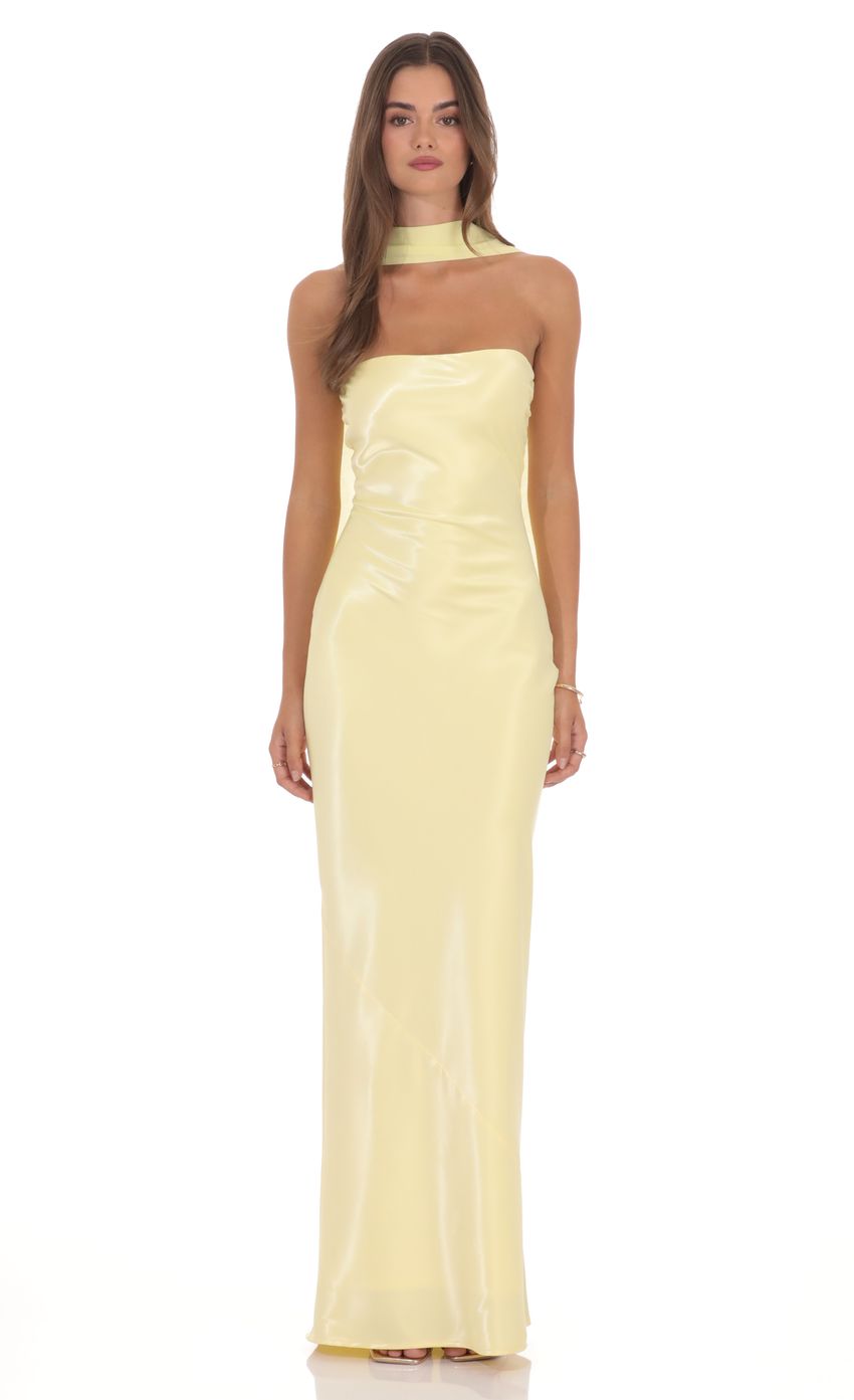 Product image for Strapless Fitted Maxi Dress With Chocker Style Scarf