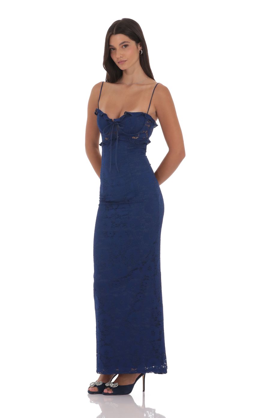 Product image for Lace Cutout Maxi Dress in Blue