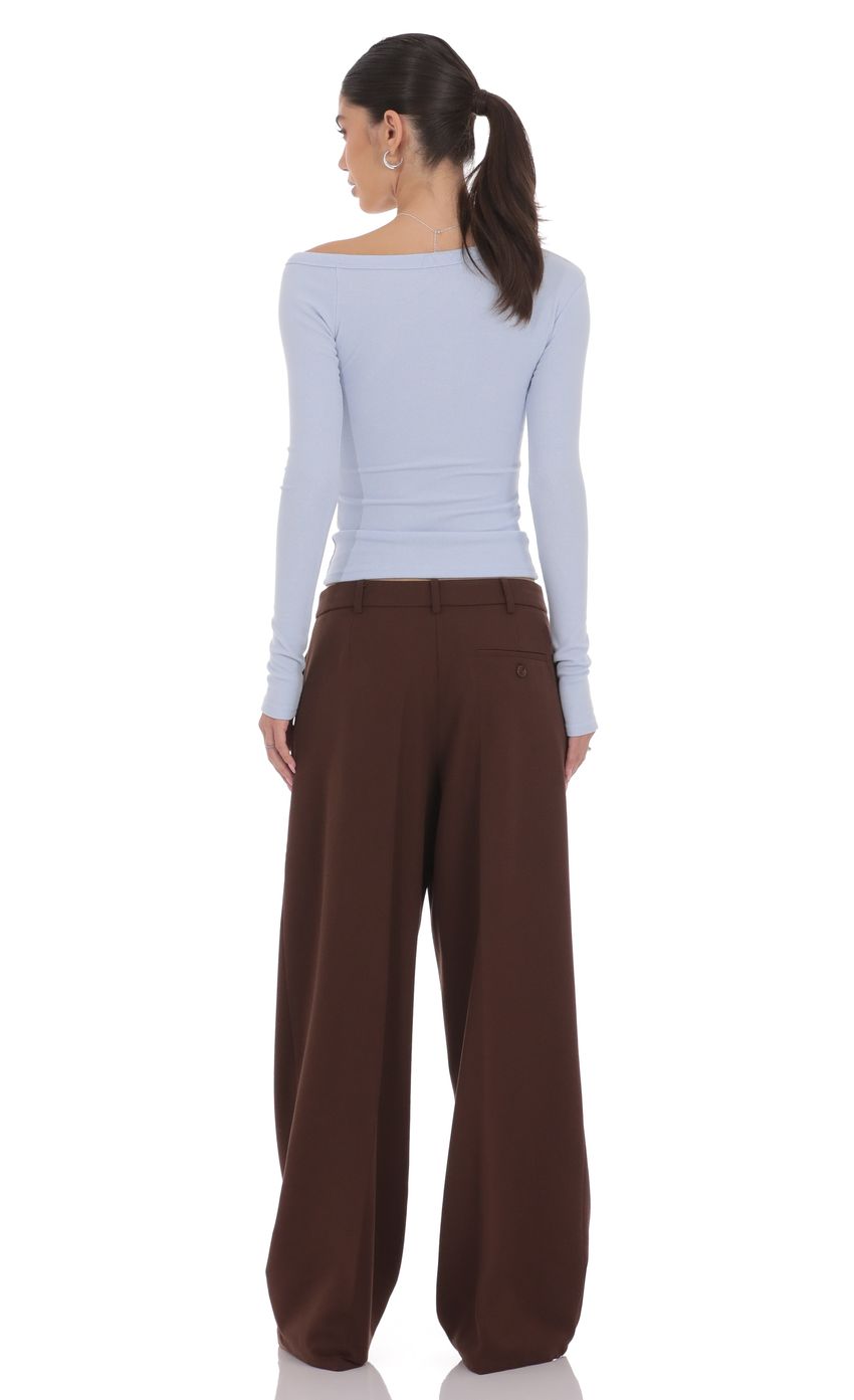 Product image for Pleated Wide Leg Trousers in Brown