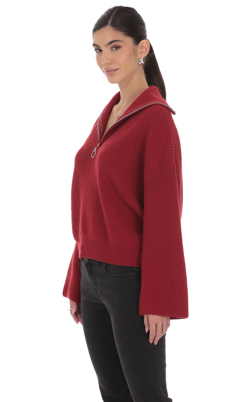 Product image for Knit Quarter-Zip Jumper in Maroon
