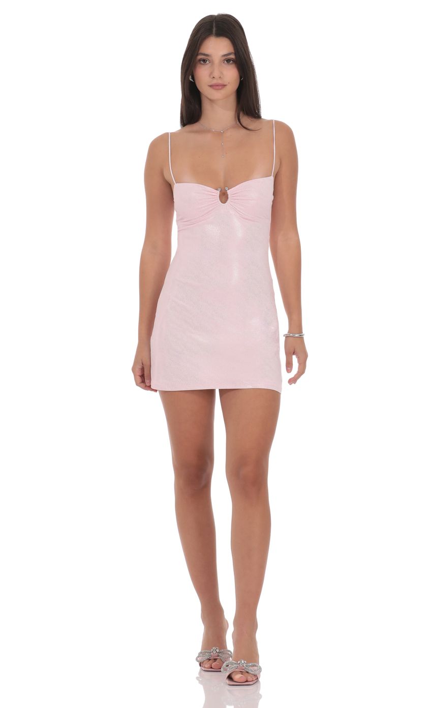 Product image for Foil Embellished Dress in Baby Pink