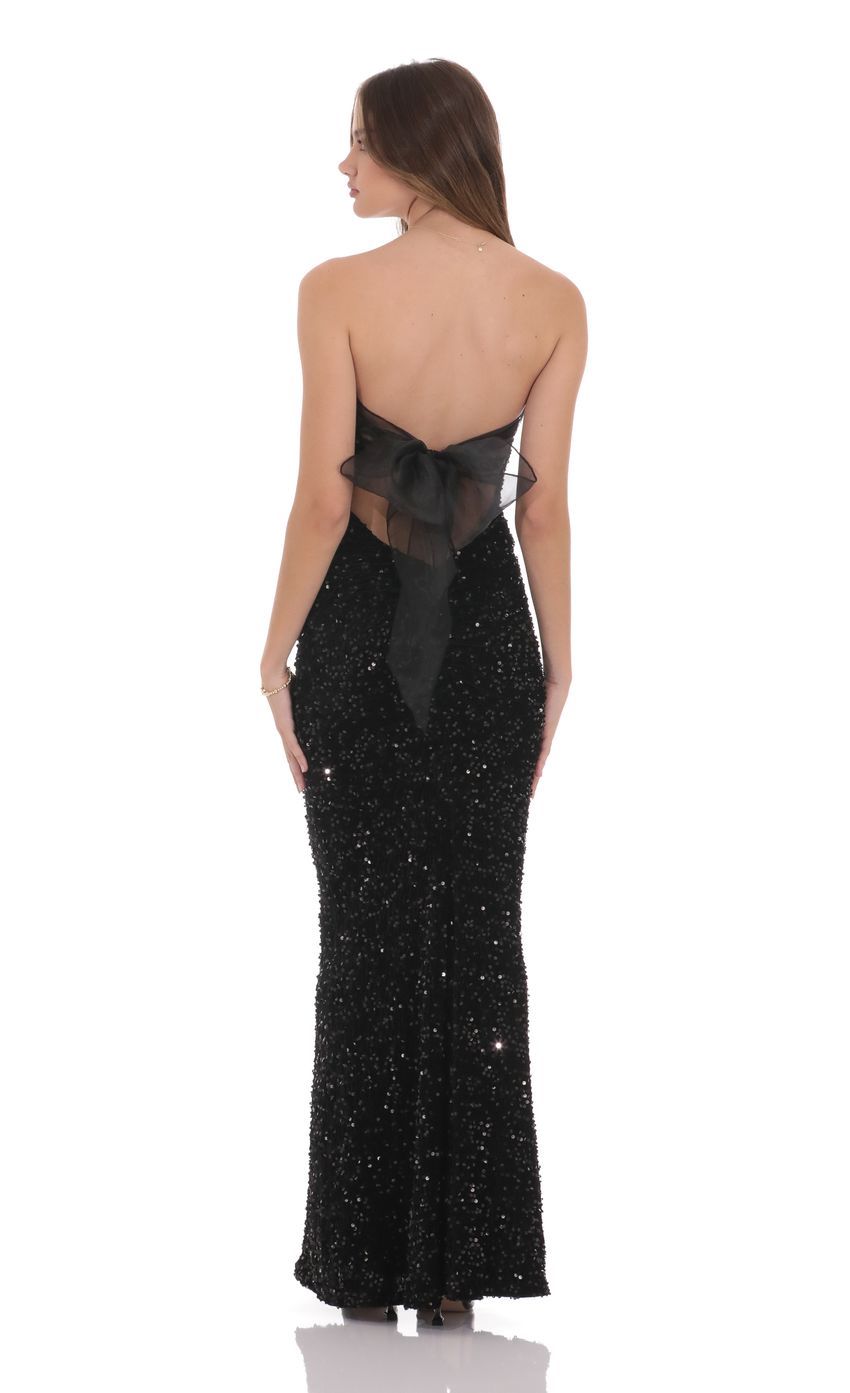 Picture Velvet Sequin Strapless Maxi Dress in Black. Source: https://media-img.lucyinthesky.com/data/product-media/850xAUTO/44479108-0271-4ef8-a40c-f8e9b13e0d4c.jpg