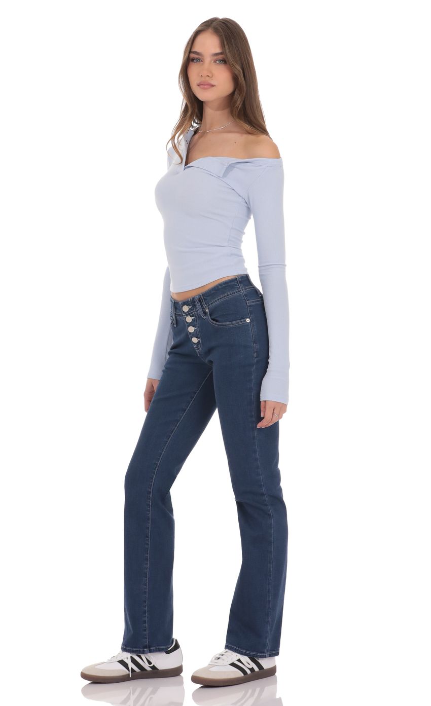 Product image for Button-Fly Slim Jeans in Dark Blue