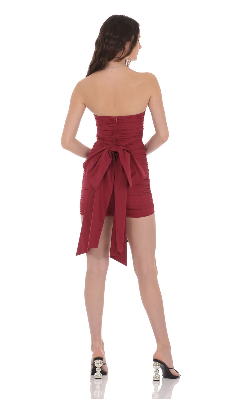 Product image for Attachable Bow Strapless Dress in Red