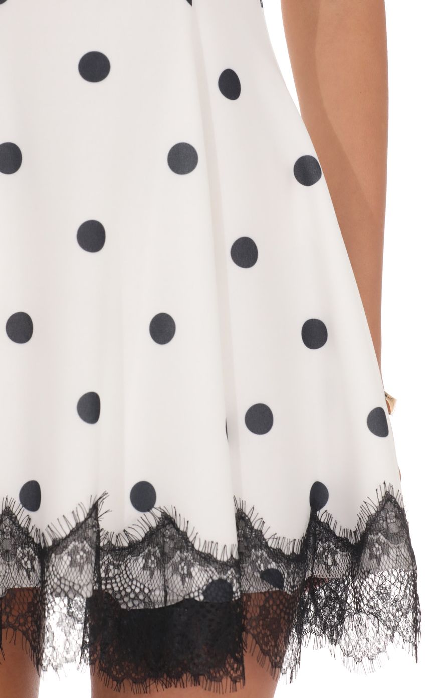 Product image for Polka Dot Mini Dress with Lace Trim Hem