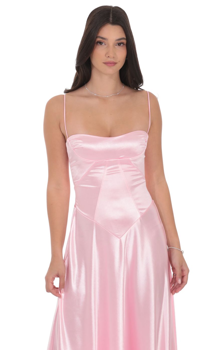 Product image for Satin Square Neck Maxi Dress in Pink