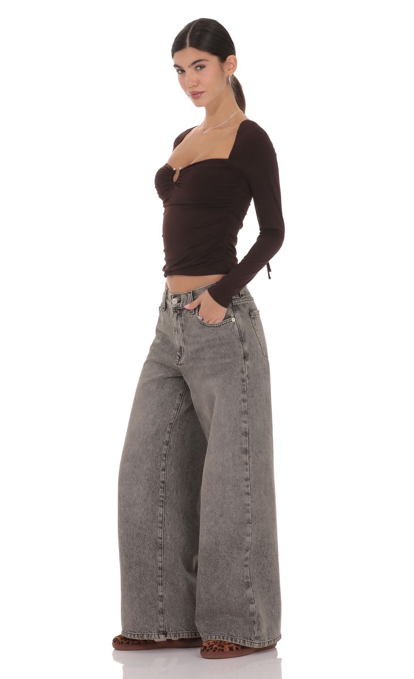 Product image for Mid Rise Wide Leg Jeans in Acid Wash Grey