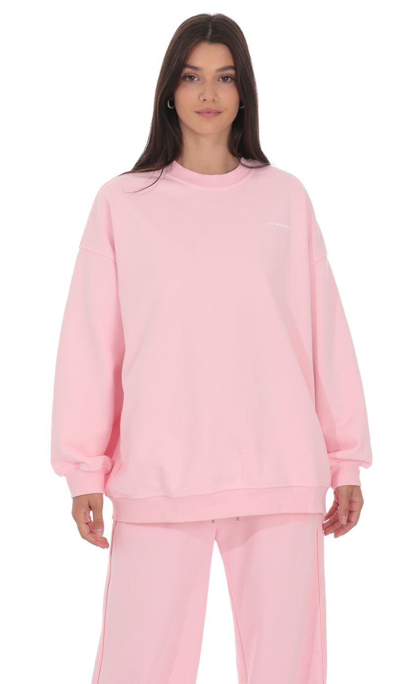 Product image for Lucy Oversized Crewneck in Pink