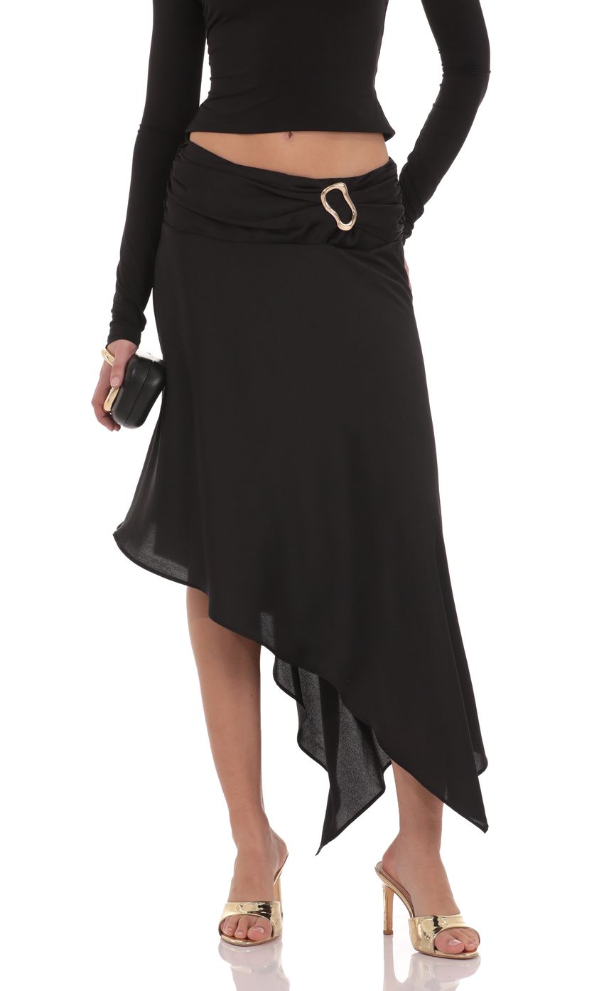 Product image for Asymmetrical Embellished Midi Skirt in Black