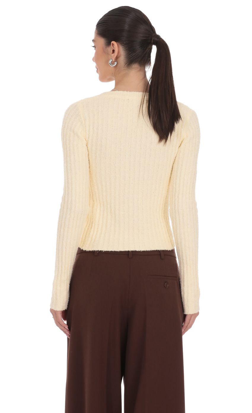 Product image for Ribbed Knit Cardigan in Cream