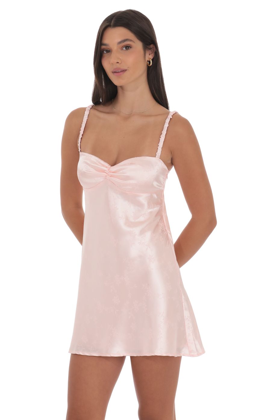Product image for Jacquard Babydoll Dress in Baby Pink