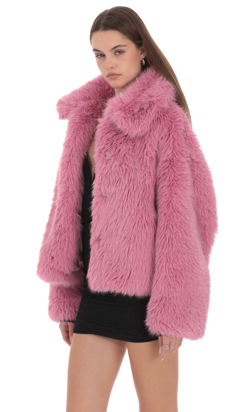 Product image for Corinne Faux Fur Jacket in Pink