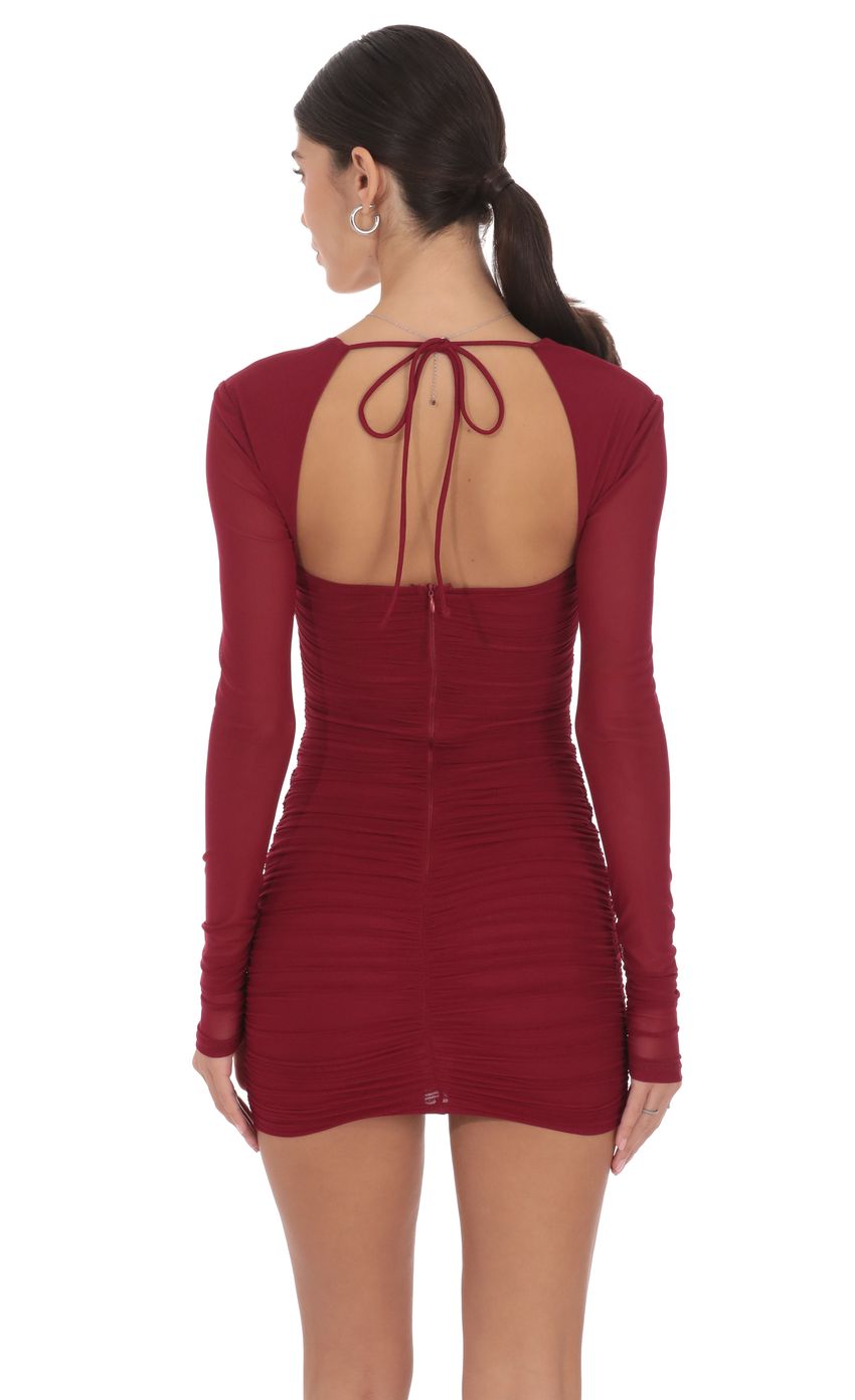 Product image for Mesh Long Sleeve Bodycon in Maroon
