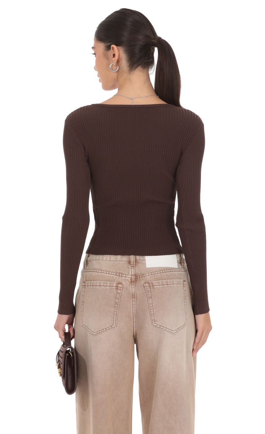Product image for Off Center Cardigan in Brown