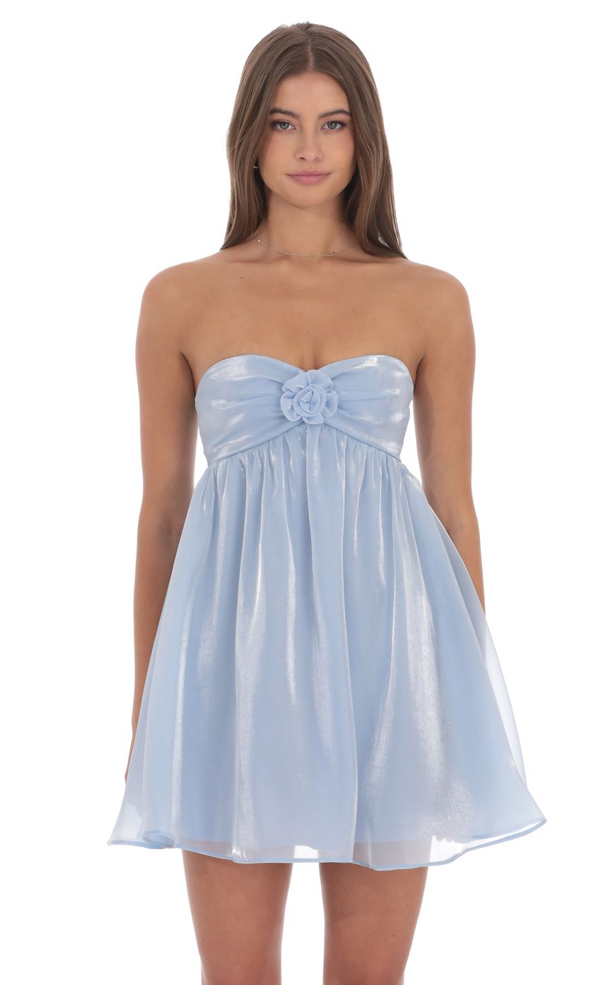 Product image for Strapless Florette Babydoll Dress in Icy Blue