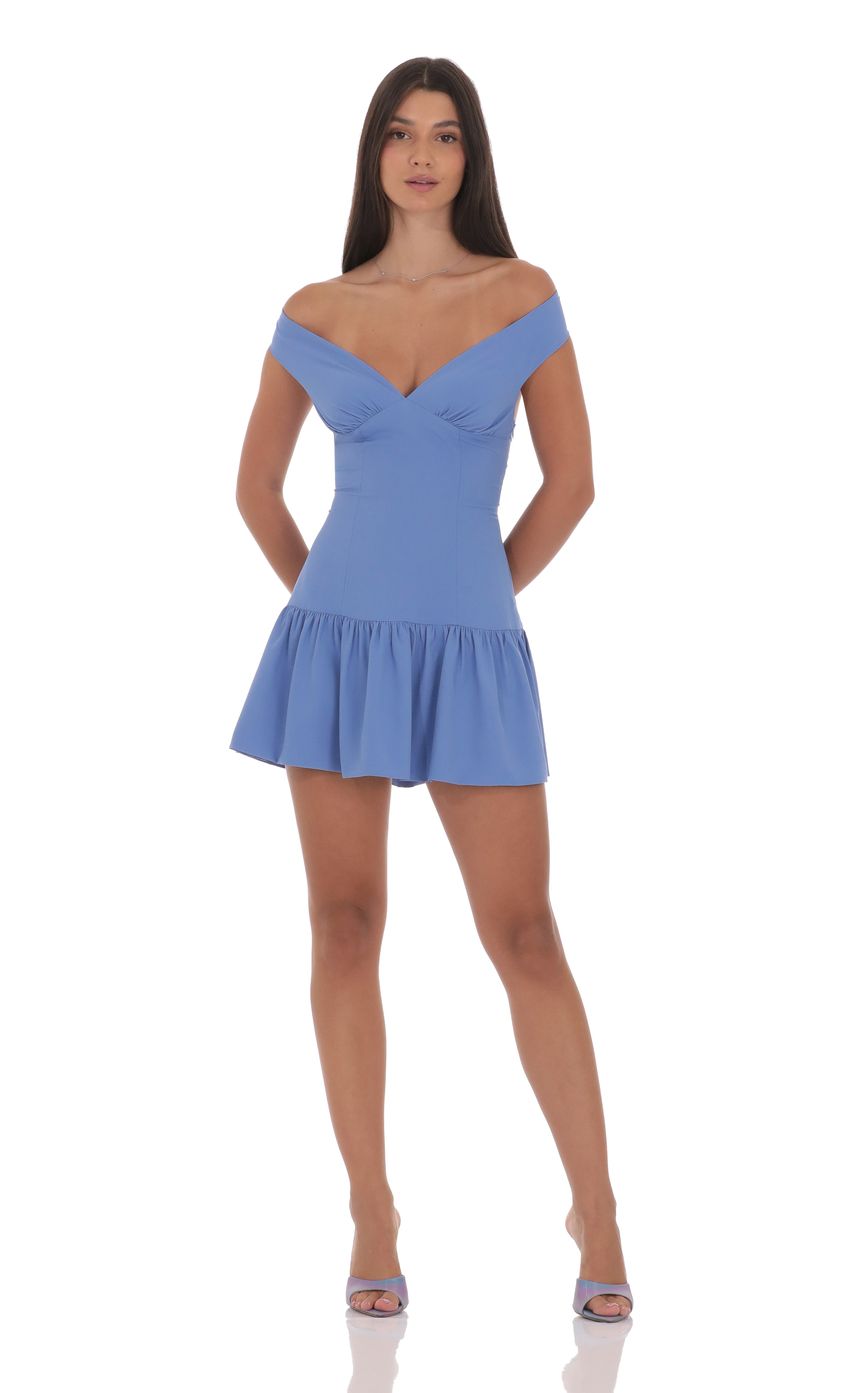 Product image for Off Shoulder Drop Waist Dress in Periwinkle