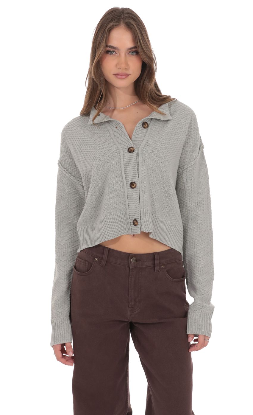 Product image for Cable Knit Cardigan in Gray