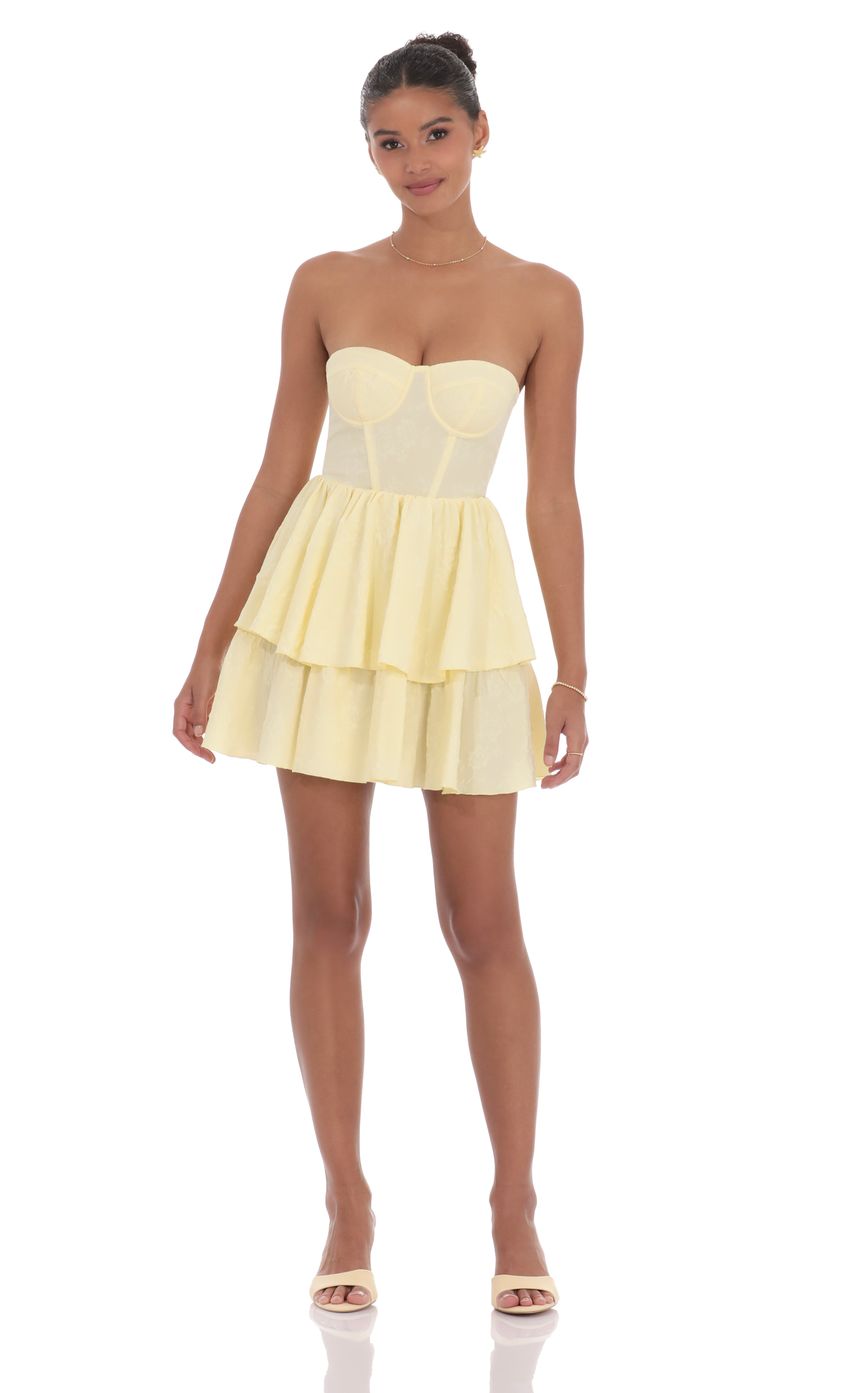 Picture Jacquard Corset Mini Dress in Yellow. Source: https://media-img.lucyinthesky.com/data/product-media/850xAUTO/4986592f-caab-483c-902a-abd9b90c0423.jpg