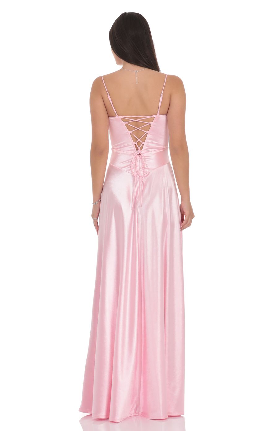 Product image for Satin Square Neck Maxi Dress in Pink