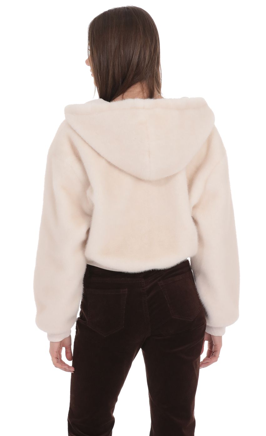 Product image for Fuzzy Zip-Up Hoodie in Ivory