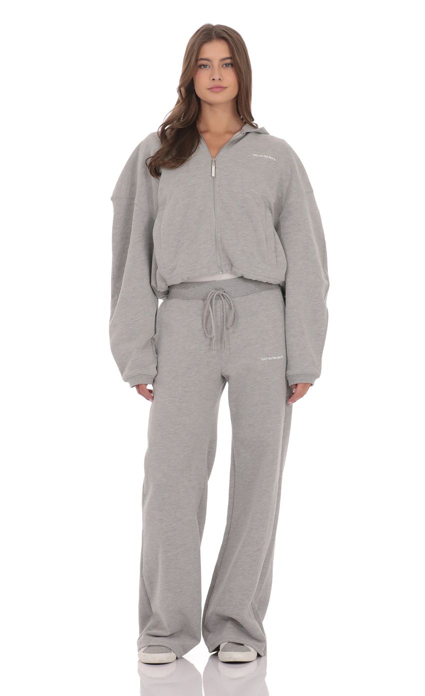 Изображение товара для Серое худи на молнии из флиса