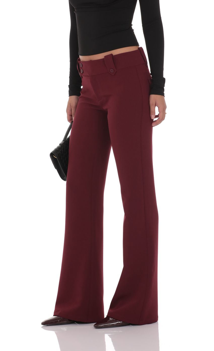 Product image for Low Rise Boot Cut Pants in Burgundy