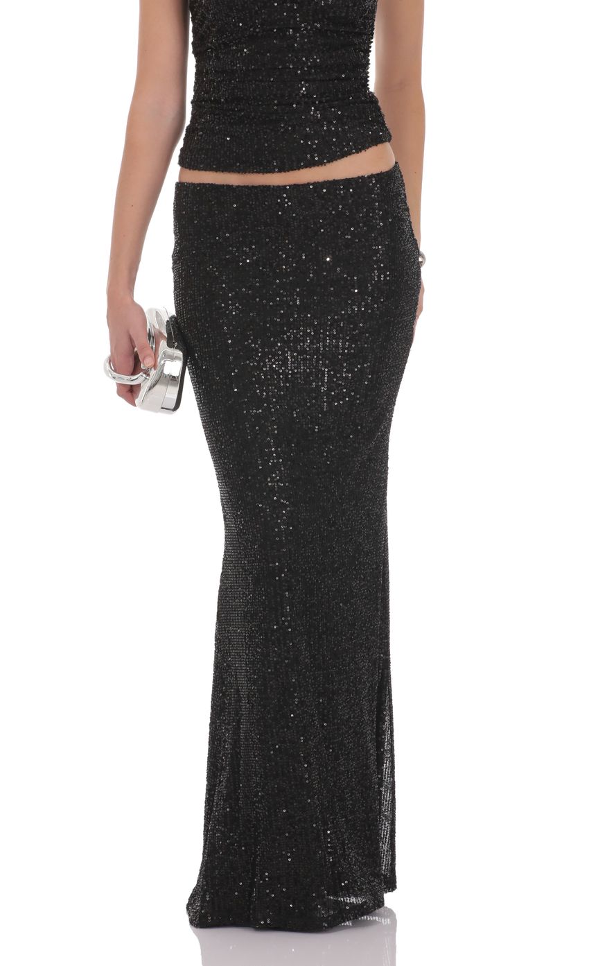 Product image for Sequin Maxi Skirt in Black