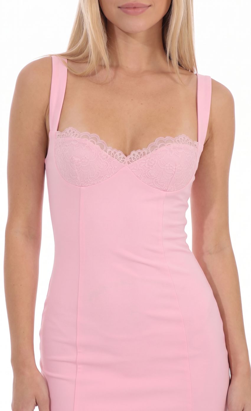 Product image for Lace Bust Bodycon Dress in Pink