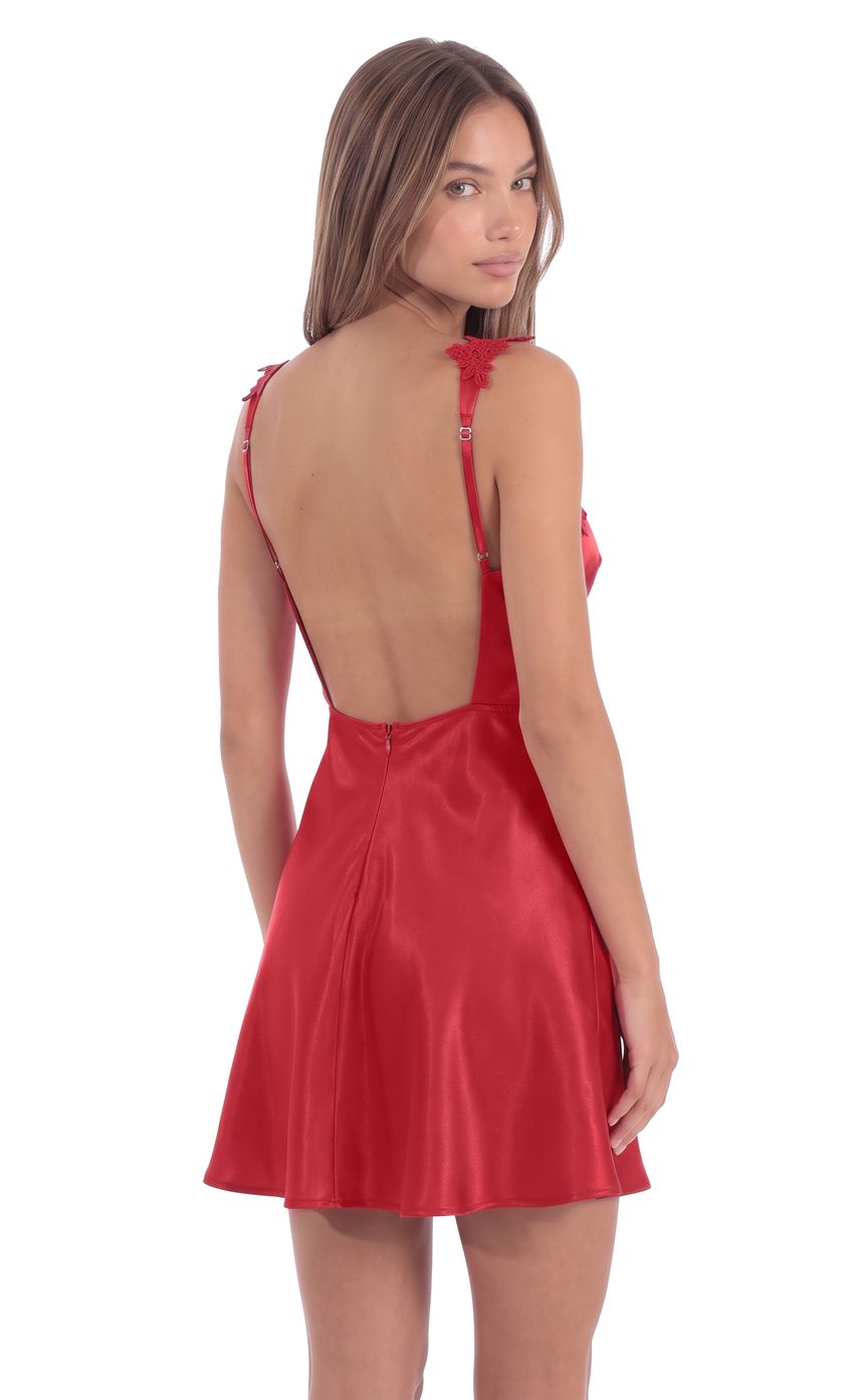 Product image for Floral Appliqué Mini Dress in Red