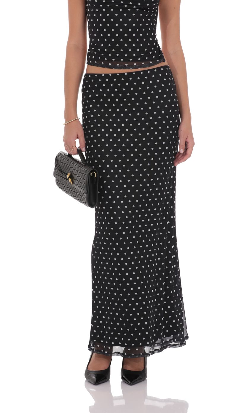 Product image for Polka Dot Cowl Neck Two Piece Set in Black