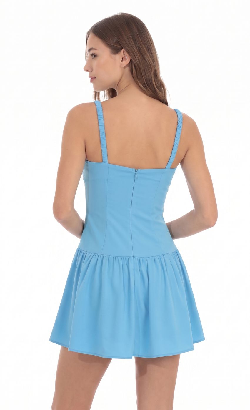Product image for Ruched Fit and Flare Mini Dress in Aqua Blue