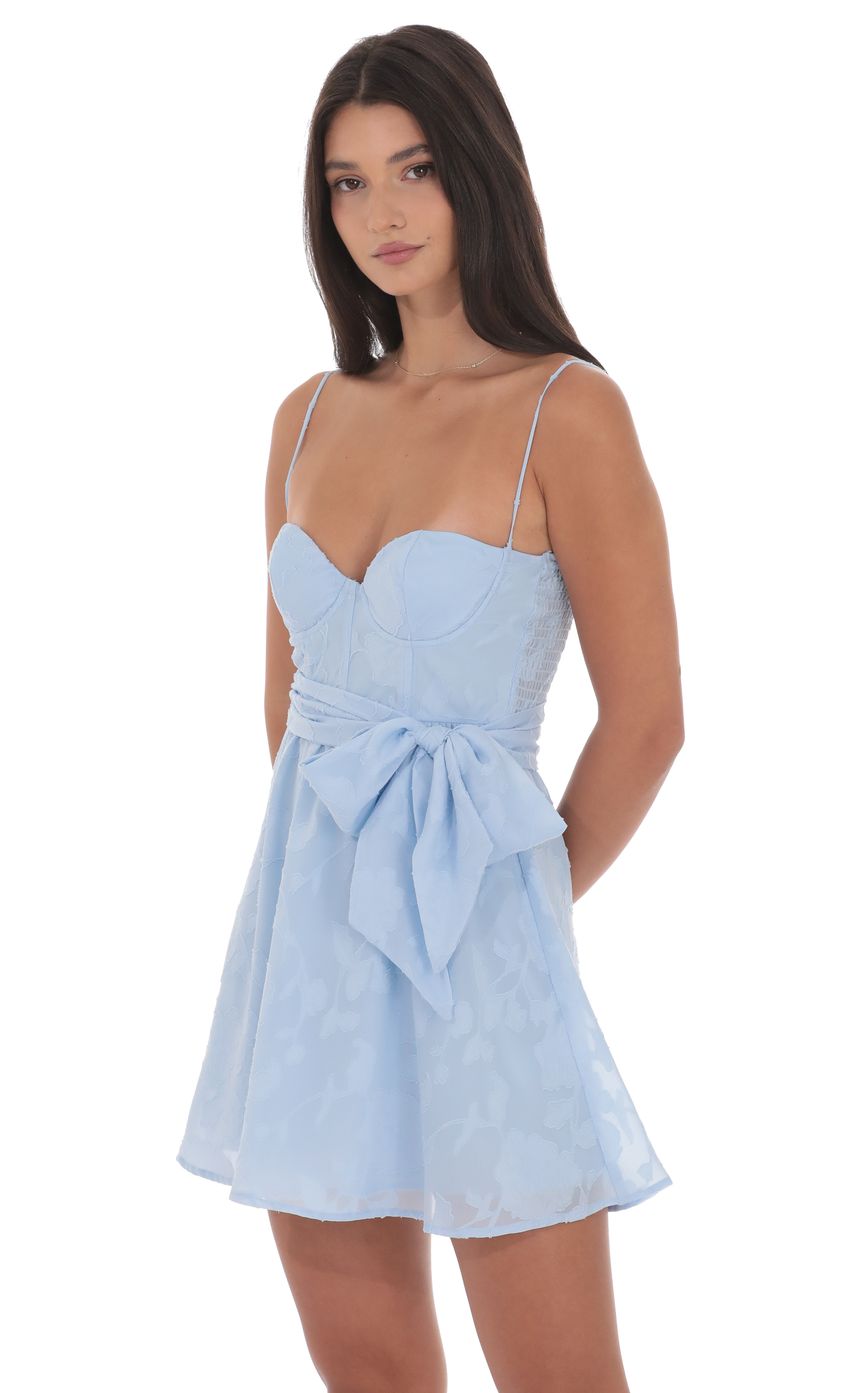Product image for Floral Corset A-line Dress in Light Blue