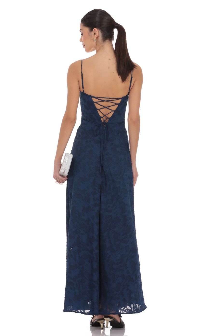 Product image for Burnout Lace-Up Maxi Dress in Navy