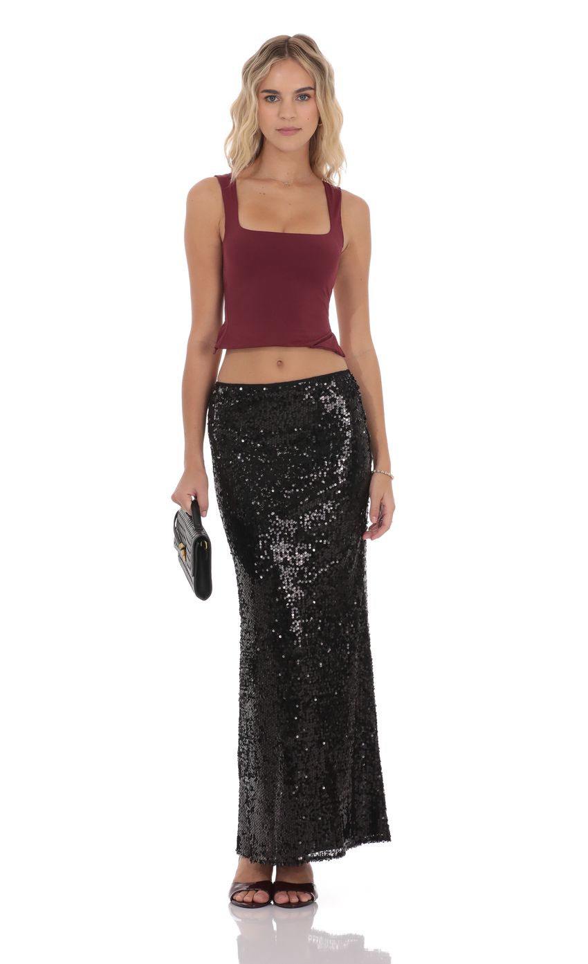 Product image for Sequin Maxi Skirt in Black