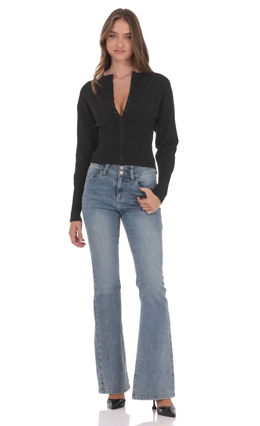 Product image for Cinched Knit Cardigan in Black