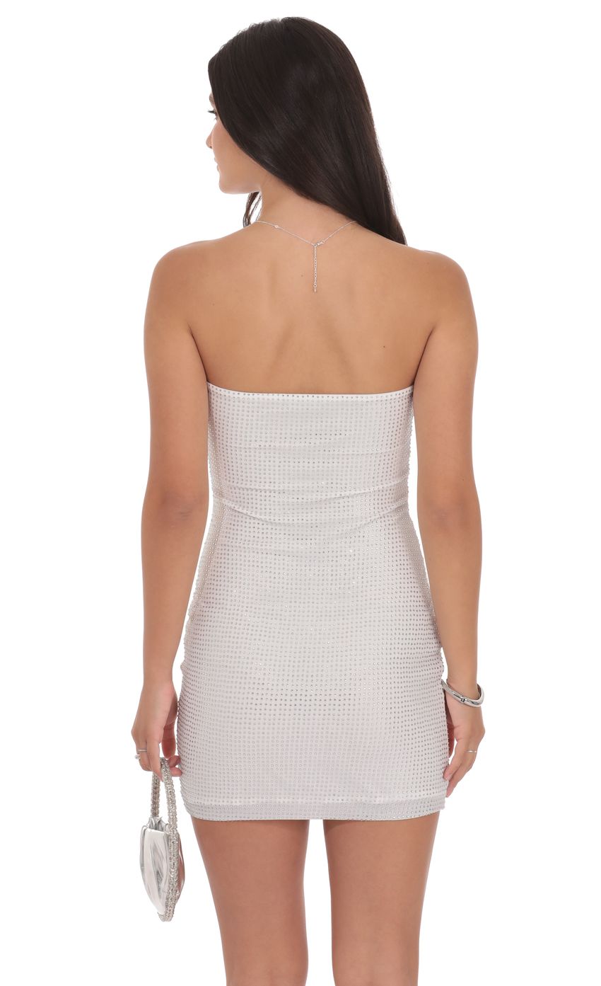 Product image for Rhinestone Strapless Bodycon Dress in White