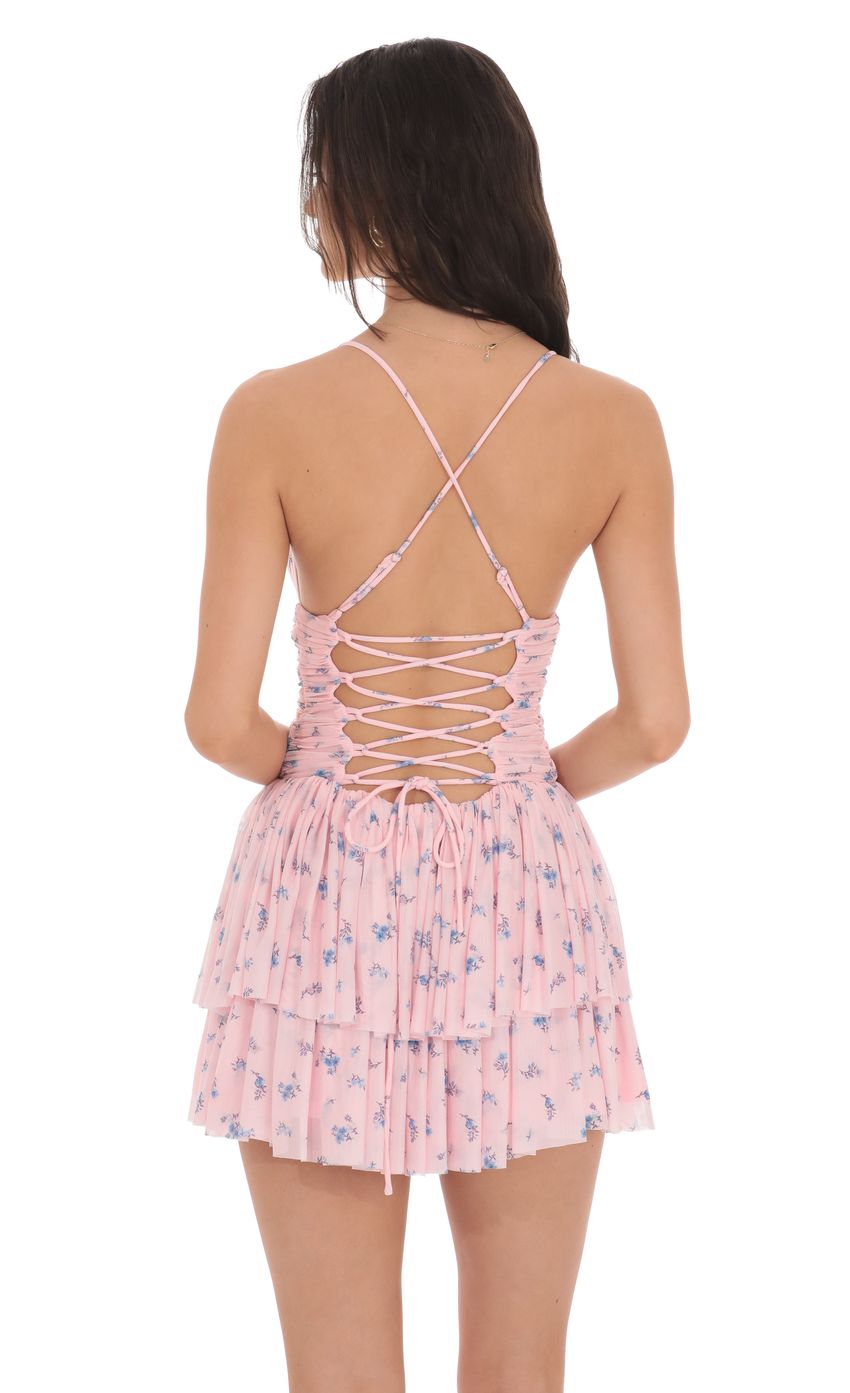 Picture Floral Mesh Tiered Dress in Pink. Source: https://media-img.lucyinthesky.com/data/product-media/850xAUTO/4e928d9b-4287-4659-bfba-0822a25abc70.jpg