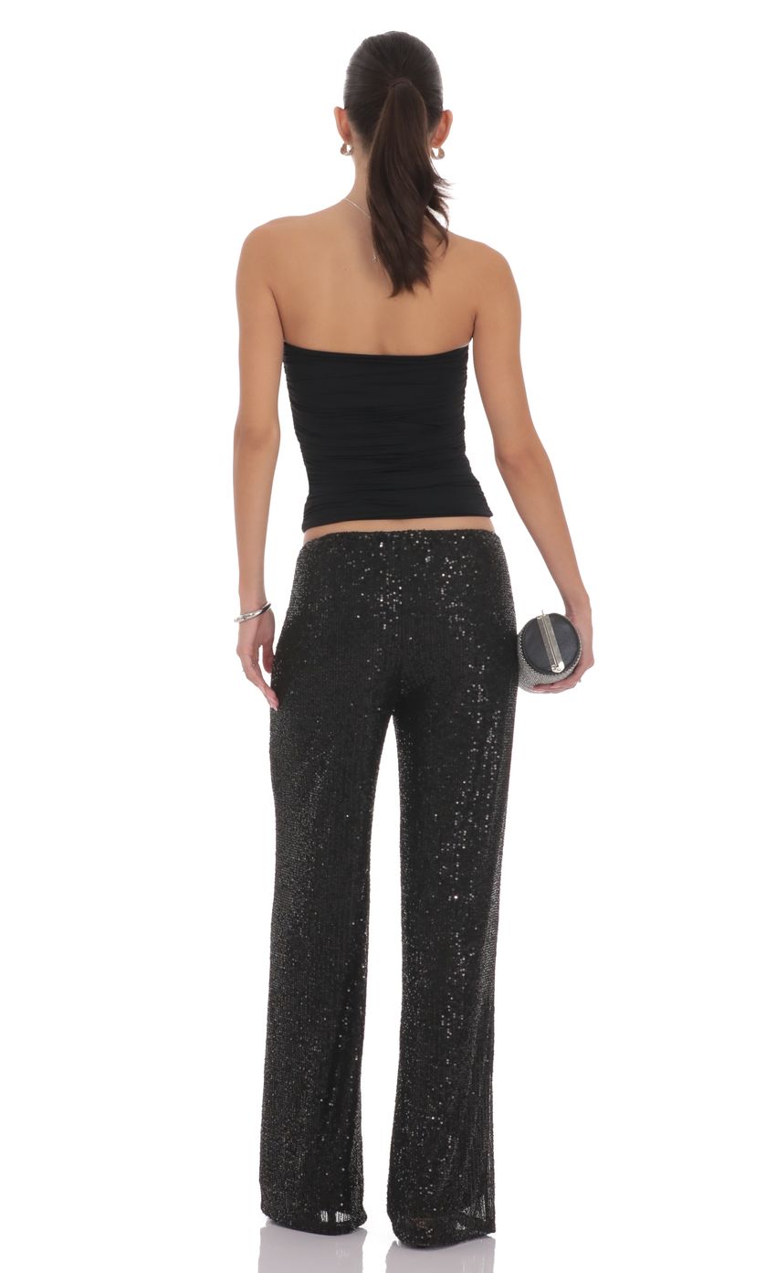 Product image for Straight Sequin Pants in Black