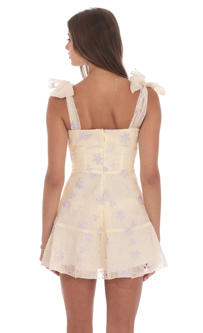 Product image for Embroidered Floral A-line Dress in Cream