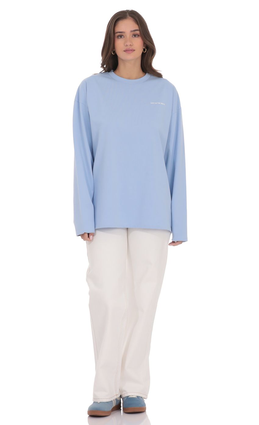 Product image for LA Graphic Crewneck Shirt in Light Blue