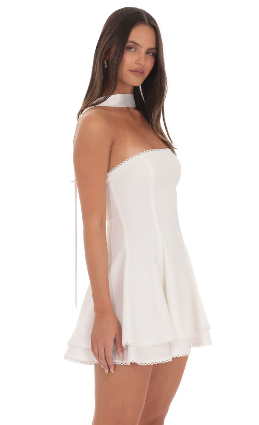 Product image for Satin Scarf Strapless Dress in White
